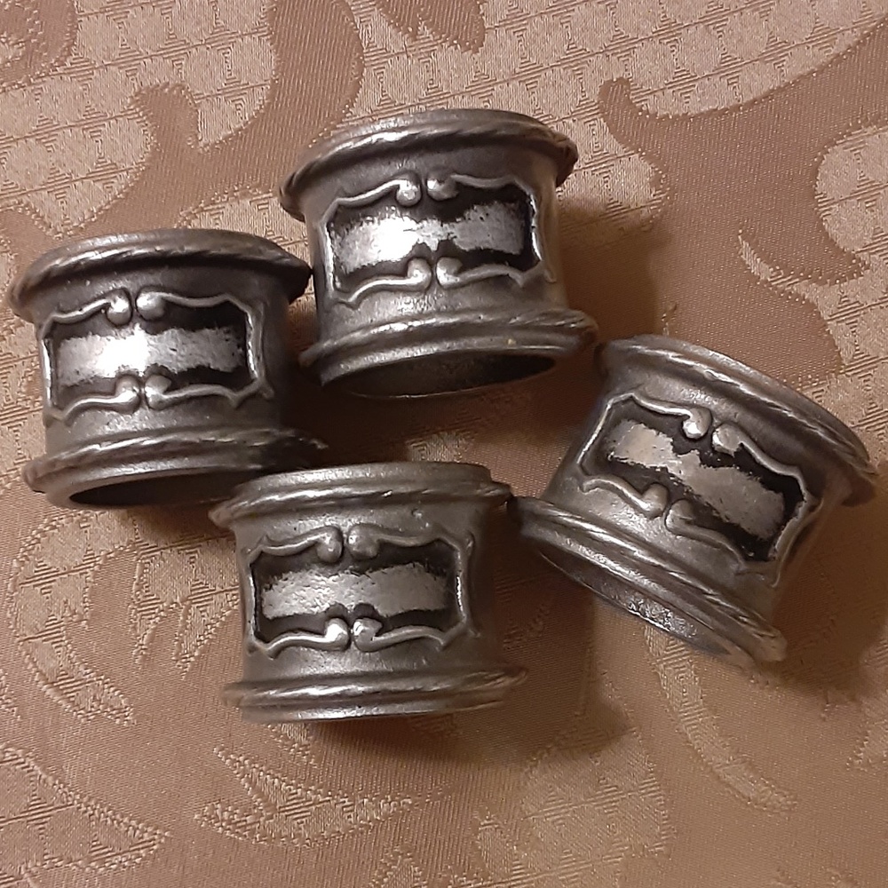 Pewter Napkin Rings Set of 4